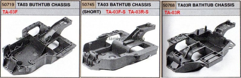 There were 3 versions of the TA-03 chassis tub.