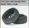 Tamiya 53088 6024 4WD SQUARE SPIKE FRONT TYRES