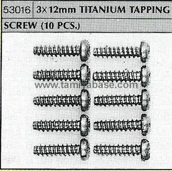 Tamiya 10 PCS 3X12mm TI. TAP/SCREW 53016