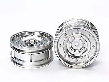 Tamiya OP.1737 TWO STEEL-STYLE DISH WHEELS (SHINY SILVER) (26 MM WIDTH · OFFSET + 4) 54737